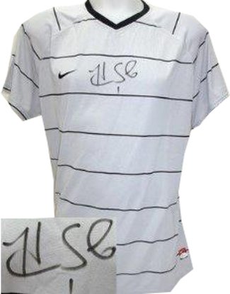 Hope Solo Autographed Nike Dri-FIT Soccer Gray-Black Pinstripe Jersey XXL- JSA Hologram (Olympics Team USA)-Powers Sports Memorabilia