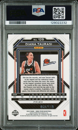 Diana Taurasi 2023 Prizm WNBA Purple Prizm Signed Basketball Card #129 Graded PSA 5 60/149 Auto Cert #128022232-Powers Sports Memorabilia