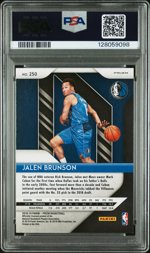 Jalen Brunson 2018 Panini Prizm Red White Blue Basketball RC Rookie Card #250 Auto PSA Authentic Cert #128059098-Powers Sports Memorabilia