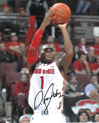 Deshaun Thomas Autographed Ohio State Buckeyes 8x10 Photo (Jumpshot- white jersey)-Powers Sports Memorabilia