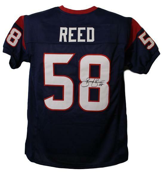 Brooks Reed Signed Houston Texans Blue Size XL Jersey-Powers Sports Memorabilia