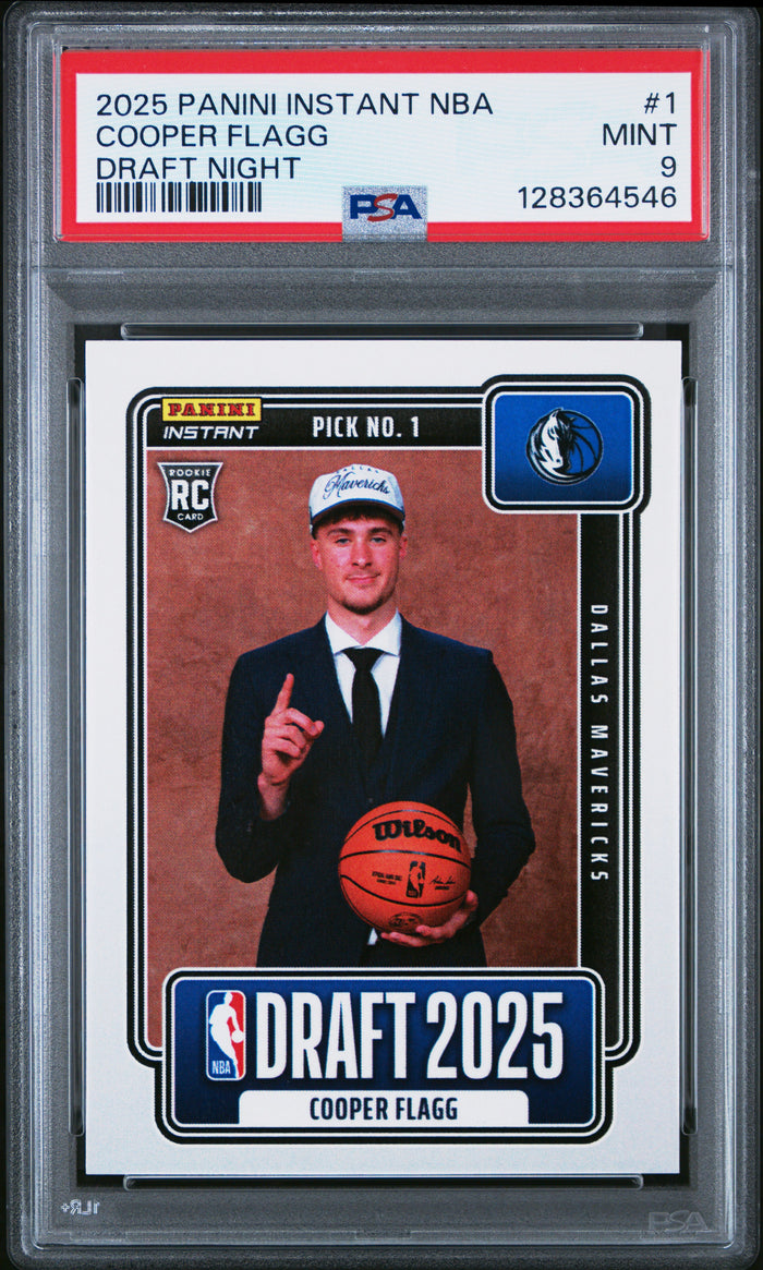 Cooper Flagg 2025 Panini Instant NBA Draft Night Dallas Mavericks Basketball Rookie Card #1 Graded PSA 9 Cert #128364546-Powers Sports Memorabilia