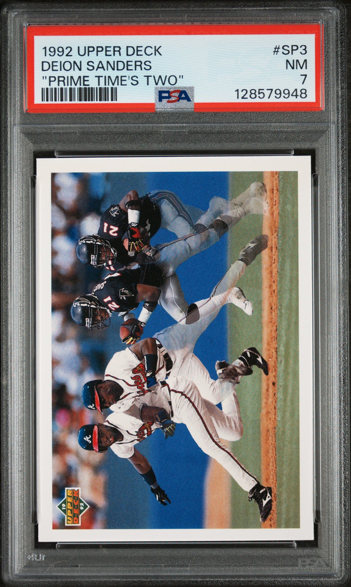 Deion Sanders 1992 Upper Deck Prime Times Two Baseball Card #SP3 Graded PSA 7 Cert #128579948-Powers Sports Memorabilia