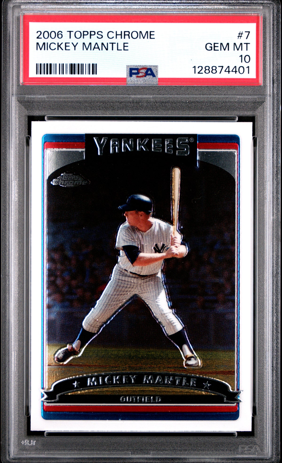 Mickey Mantle 2006 Topps Chrome Baseball Card #7 Graded PSA 10 Cert #128874401-Powers Sports Memorabilia