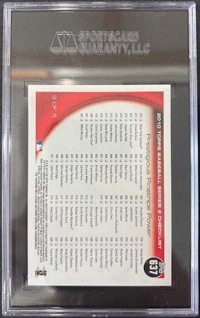 Babe Ruth Lou Gehrig 2010 Topps Pinstripe Power Card #637 SGC 10-Powers Sports Memorabilia