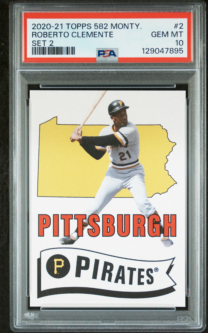 Roberto Clemente 2020-21 Topps 582 Montgomery Set 2 Baseball Card #2 Graded PSA 10 Cert #129047895-Powers Sports Memorabilia