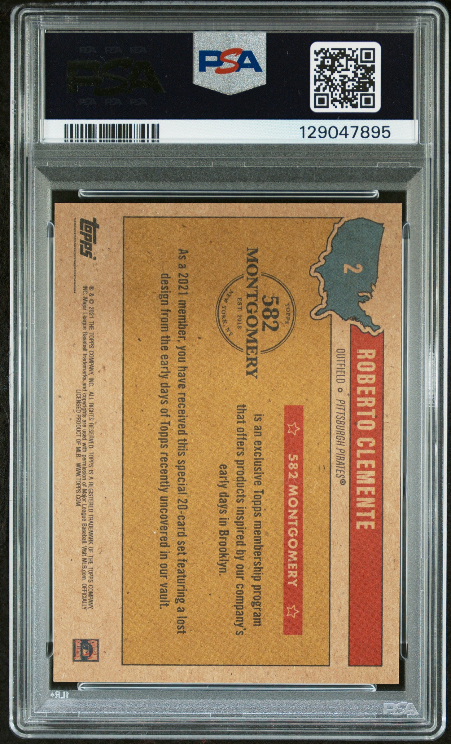 Roberto Clemente 2020-21 Topps 582 Montgomery Set 2 Baseball Card #2 Graded PSA 10 Cert #129047895-Powers Sports Memorabilia