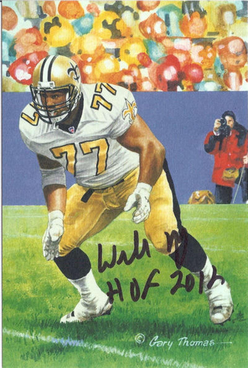 Willie Roaf Signed New Orleans Saints Goal Line Art in Black w/HOF 12-Powers Sports Memorabilia