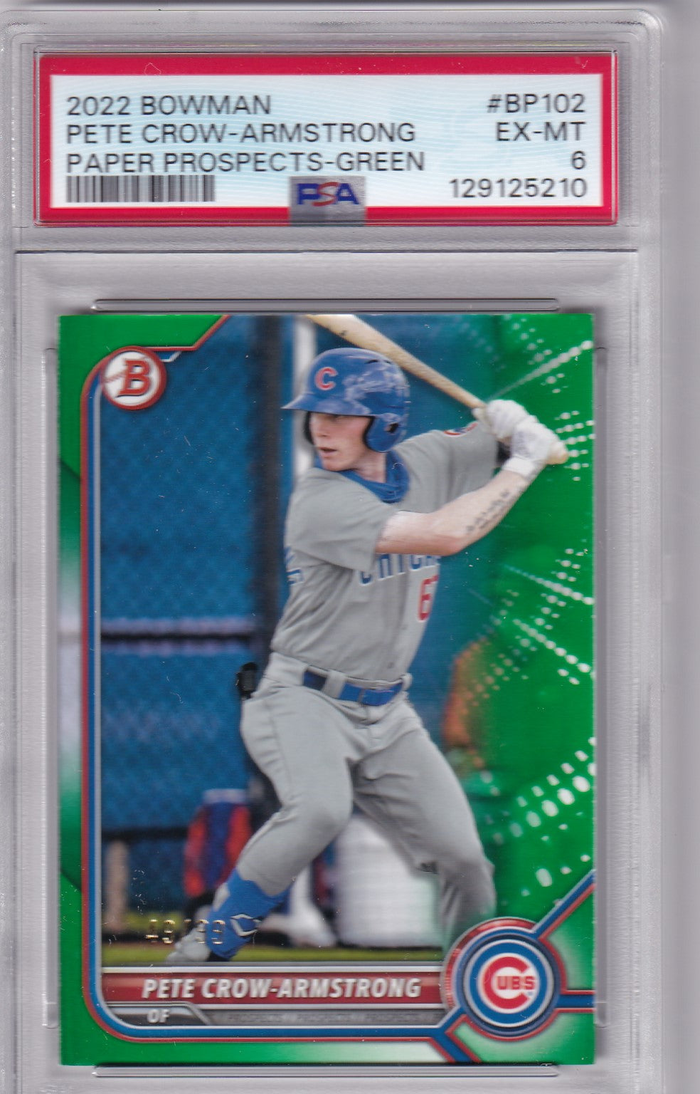 Pete Crow-Armstrong 2022 Green Rookie Card BP102 PSA 6 /99
