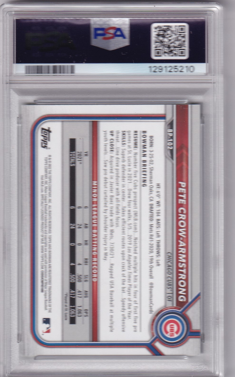 Pete Crow-Armstrong 2022 Green Rookie Card BP102 PSA 6 /99