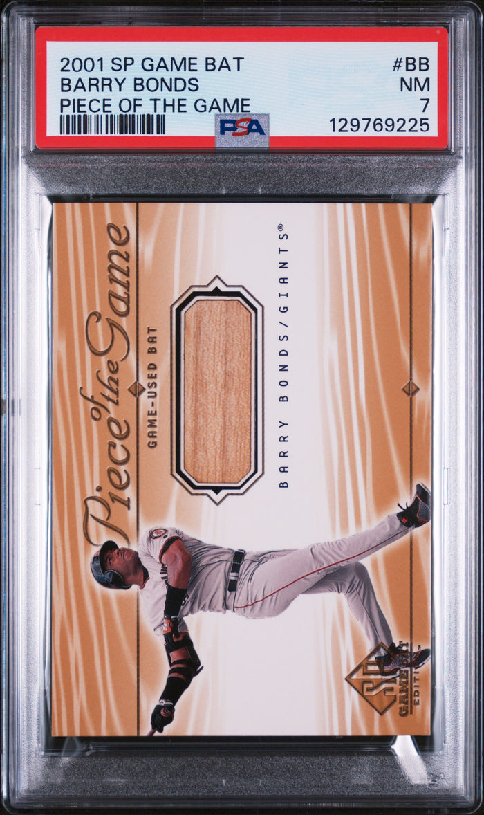 Barry Bonds 2001 SP Game Bat Piece Of The Game Game-Used Bat San Francisco Giants Baseball Card #BB Graded PSA 7 Cert #129769225-Powers Sports Memorabilia