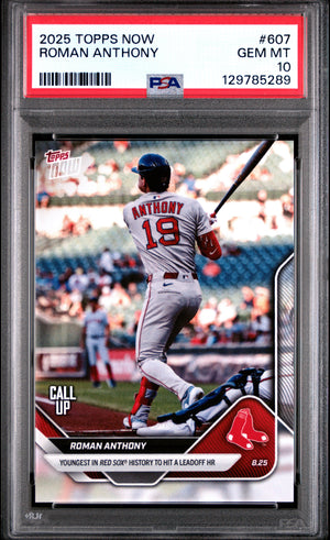 Roman Anthony 2025 Topps Now Baseball Rookie Card #607 Graded PSA 10 Cert #129785289-Powers Sports Memorabilia