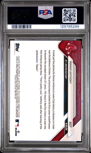 Roman Anthony 2025 Topps Now Baseball Rookie Card #607 Graded PSA 10 Cert #129785289-Powers Sports Memorabilia