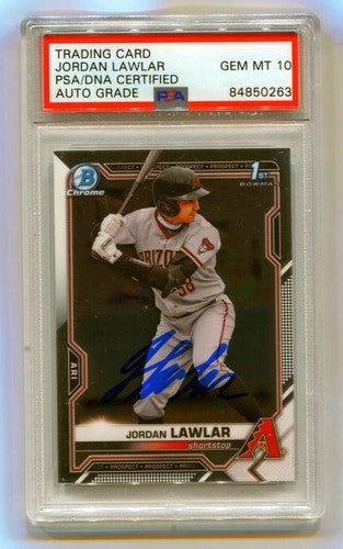 Jordan Lawlar 2021 Bowman Chrome Draft 1st Prospect Signed PSA 10 Auto DBacks-Powers Sports Memorabilia
