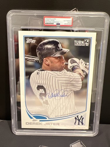Derek Jeter 2018 Topps Turn 2 Foundation Oversized Signed On-Card Auto #4/15 PSA-Powers Sports Memorabilia