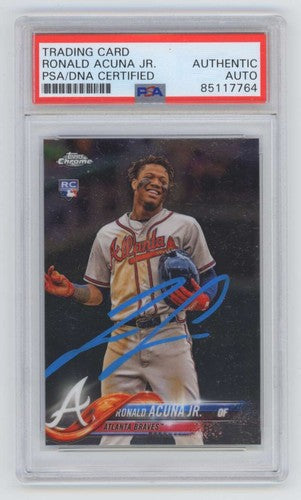 Ronald Acuna Jr 2018 Topps Chrome Update #HMT25 RC Signed Auto PSA DNA Authentic - Variant C1225-Powers Sports Memorabilia