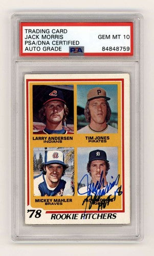 Jack Morris 1978 Topps #703 Rookie RC w/ HOF 18 Insc Signed PSA 10 Auto Tigers-Powers Sports Memorabilia