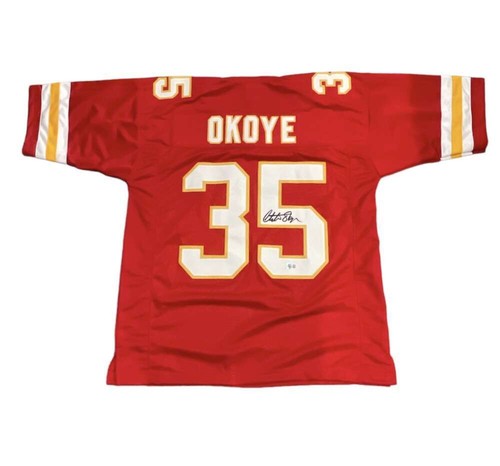 Christian Okoye Signed Custom Jersey Beckett Witness Authenticated-Powers Sports Memorabilia
