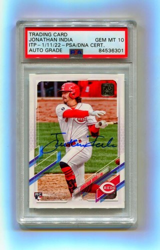 Jonathan India 2021 Topps Update #US286 Signed Rookie RC PSA 10 Auto ITP N.O.-Powers Sports Memorabilia
