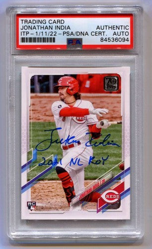 Jonathan India 2021 Topps Update #US286 RC 2021 NL ROY Signed Auto PSA DNA ITP-Powers Sports Memorabilia