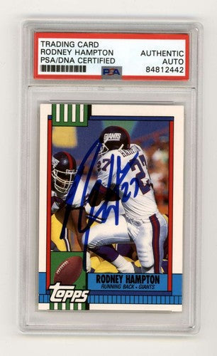 Rodney Hampton 1990 Topps Traded #30T Rookie RC Signed PSA/DNA Authenticated Giants-Powers Sports Memorabilia