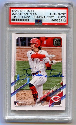 Jonathan India 2021 Topps Update #US286 Rookie RC Signed Auto PSA DNA ITP-Powers Sports Memorabilia