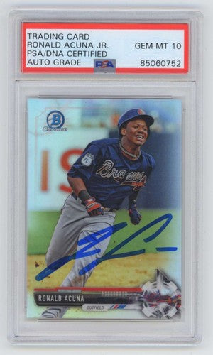 Ronald Acuna Jr 2017 Bowman Chrome #BDC-39 Refractor Signed PSA 10 Auto Braves-Powers Sports Memorabilia