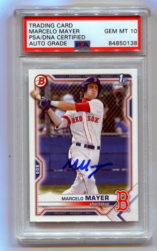Marcelo Mayer 2021 Bowman Draft Paper 1st Prospect Signed PSA 10 Auto Red Sox-Powers Sports Memorabilia