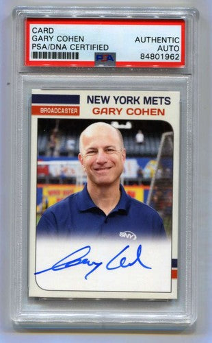 Gary Cohen SNY Broadcaster Custom Card Signed On-Card PSA/DNA Authenticated Mets-Powers Sports Memorabilia