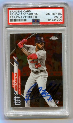 Randy Arozarena 2020 Topps Chrome #49 Rookie RC Signed Authentic Auto PSA DNA-Powers Sports Memorabilia
