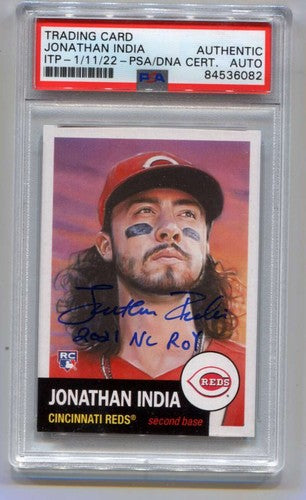 Jonathan India 2021 Topps Living #479 RC 2021 NL ROY Signed Auto PSA DNA ITP-Powers Sports Memorabilia