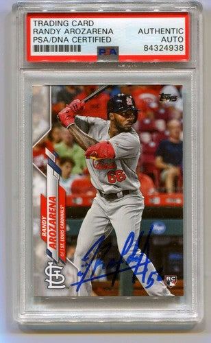 Randy Arozarena 2020 Topps Series 1 #229 Rookie RC Signed Authentic Auto PSA DNA-Powers Sports Memorabilia