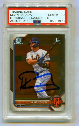 Kevin Parada 2022 Bowman Chrome Draft #BDC-47 1st Prospect RC Signed PSA 10 Auto-Powers Sports Memorabilia