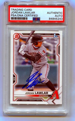 Jordan Lawlar 2021 Bowman Draft Paper 1st Prospect Signed PSA/DNA Authenticated-Powers Sports Memorabilia