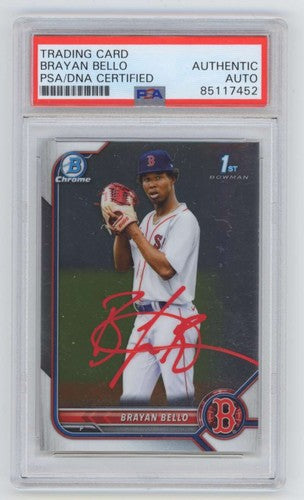 Brayan Bello 2022 Bowman Chrome #BCP-107 1st Rookie RC Signed PSA/DNA Authenticated-Powers Sports Memorabilia