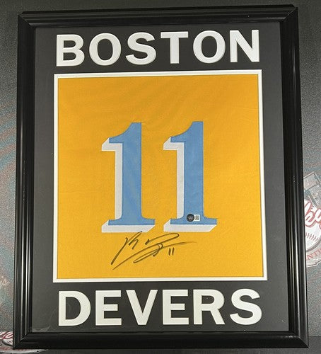 Rafael Devers Signed Framed Custom Jersey Boston Red Sox Beckett BAS COA-Powers Sports Memorabilia