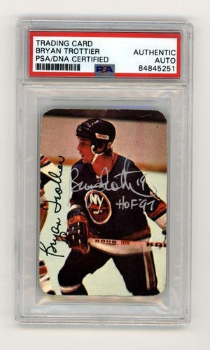 Bryan Trottier 1976-77 Topps Glossy Insert #15 RC HOF Signed PSA Authentic Auto-Powers Sports Memorabilia