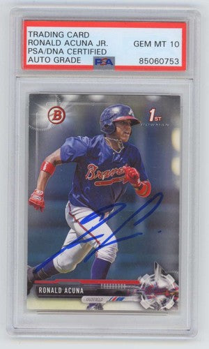 Ronald Acuna Jr 2017 Bowman Paper #BP127 1st Rookie RC Signed PSA 10 Auto Braves-Powers Sports Memorabilia