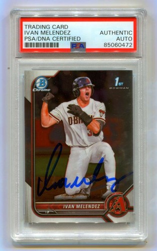 Ivan Melendez 2022 Bowman Chrome Draft 1st Prospect Signed PSA/DNA Authenticated-Powers Sports Memorabilia