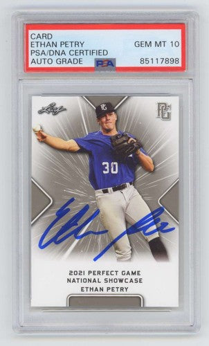 Ethan Petry 2021 Leaf Perfect Game #36 Signed PSA 10 Auto Washington Nationals-Powers Sports Memorabilia