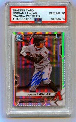 Jordan Lawlar 2021 Bowman Chrome Draft 1st Refractor Signed PSA 10 Auto DBacks-Powers Sports Memorabilia