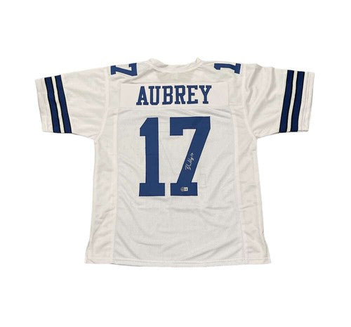 Brandon Aubrey Signed Dallas Cowboys Custom Jersey Beckett Witness BAS COA-Powers Sports Memorabilia