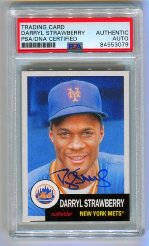 Darryl Strawberry 2021 Topps Living Set #402 New York Mets Signed Auto PSA DNA-Powers Sports Memorabilia