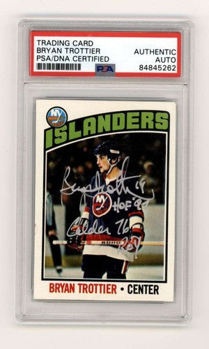 Bryan Trottier 1976-77 Topps #115 RC w/ HOF + ROY Ins Signed PSA/DNA Authenticated-Powers Sports Memorabilia