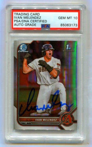 Ivan Melendez 2022 Bowman Chrome Draft #BDC-29 1st Refractor Signed PSA 10 Auto-Powers Sports Memorabilia