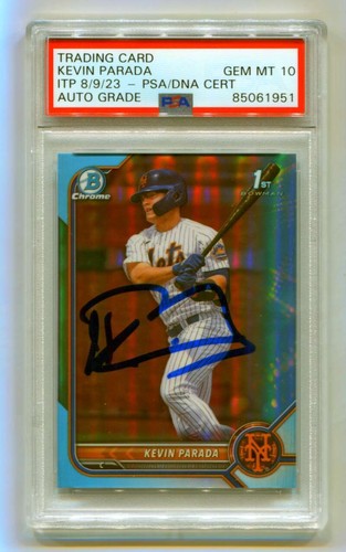 Kevin Parada 2022 Bowman Chrome Draft Sky Blue Refractor SP Signed PSA 10 Auto-Powers Sports Memorabilia