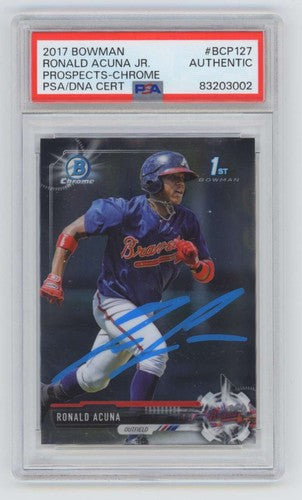Ronald Acuna Jr 2017 Bowman Chrome #BCP-127 1st Rookie Signed PSA/DNA Authenticated-Powers Sports Memorabilia
