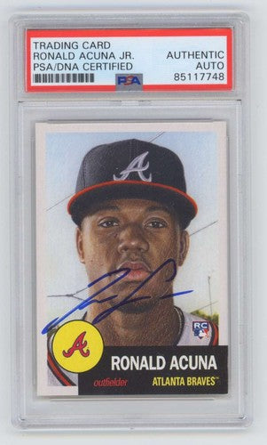 Ronald Acuna Jr 2018 Topps Living Set #19 Rookie RC Signed PSA/DNA Authenticated-Powers Sports Memorabilia