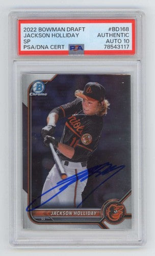 Jackson Holliday 2022 Bowman Draft Chrome 168 Image Variation Signed PSA 10 Auto-Powers Sports Memorabilia