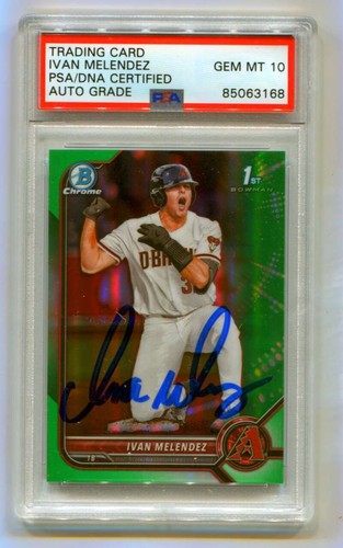 Ivan Melendez 2022 Bowman Chrome Draft Green Refractor /99 Signed PSA 10 Auto-Powers Sports Memorabilia
